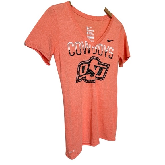 Nike Oklahoma State Cowboys Women's V-Neck T-Shirt Orange Size S Sporty DRI-FIT - Picture 4 of 8